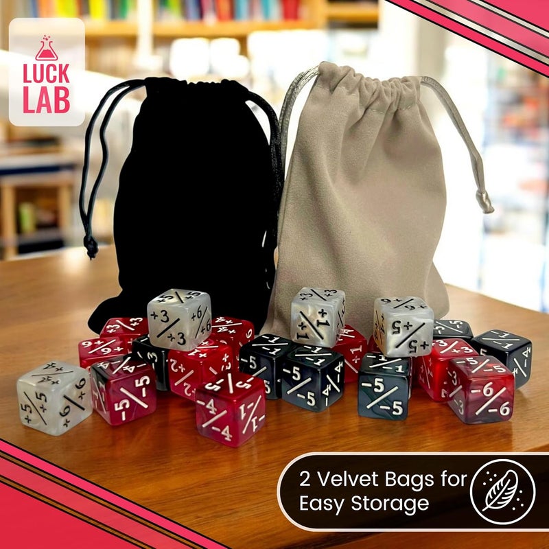 Luck Lab MTG Magic Life Counter Dice, 48 PCS - Compatible w/Magic Card Game Accessories, CCG Creature Stats w/ 2 Dice Bags (Red Pearl, Red Swirl, White Pearl, Black Pearl), 16 mm - Image 5